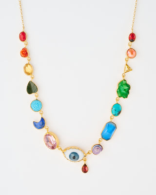 rainbow eye teardrop charm necklace