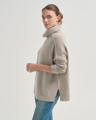 relaxed mockneck pullover sweater