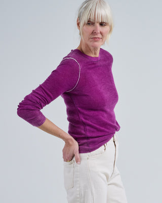 reversible printed crew sweater