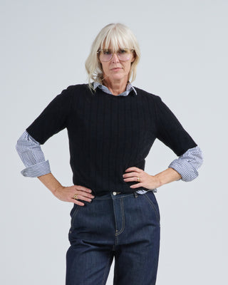 ribbed short sleeves