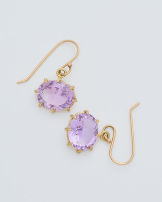 faceted oval rose lavender amethyst drop earrings
