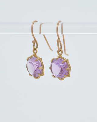 faceted oval rose lavender amethyst drop earrings