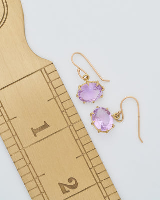 faceted oval rose lavender amethyst drop earrings