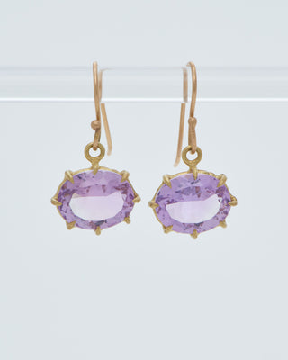 faceted oval rose lavender amethyst drop earrings