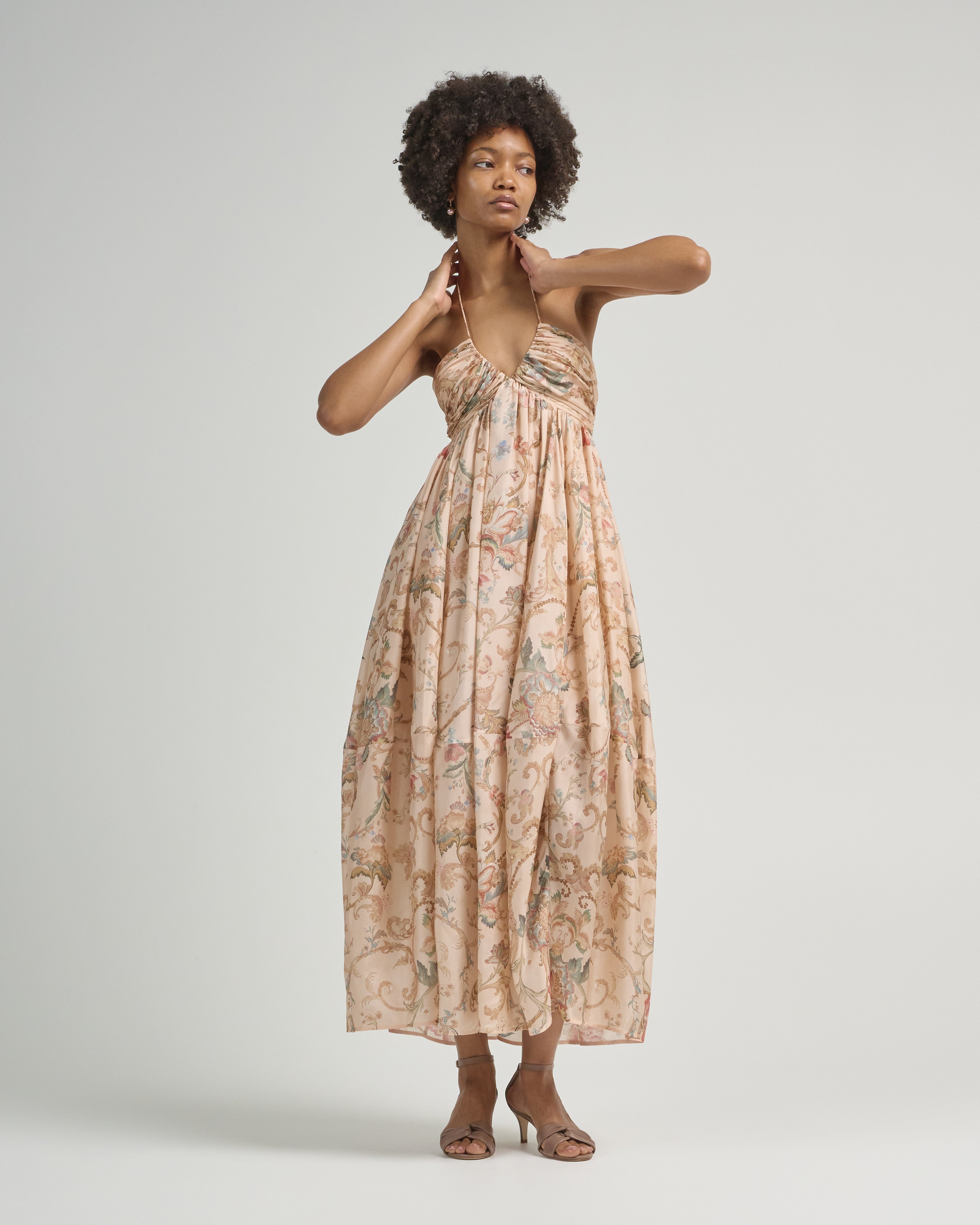 Zimmermann Roselight Halter Maxi Dress Pink Tapestry Floral