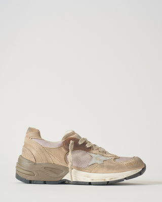 running dad mesh and suede upper laminated leather star sneaker