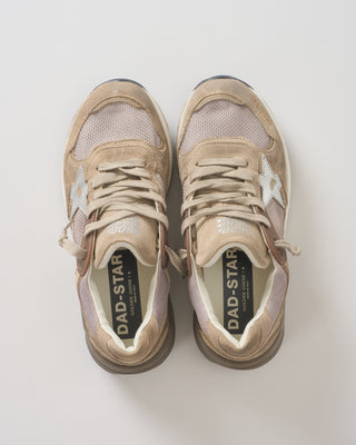 running dad mesh and suede upper laminated leather star sneaker