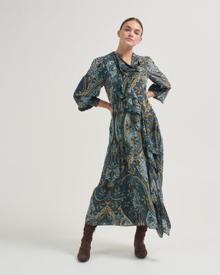 sabrina long sleeve silk dress