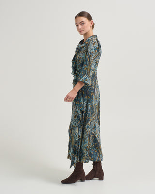 sabrina long sleeve silk dress