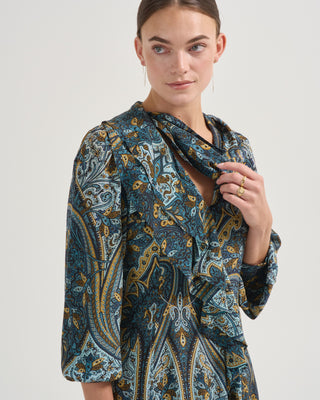 sabrina long sleeve silk dress