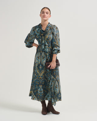 sabrina long sleeve silk dress