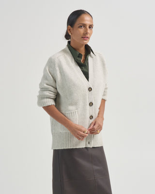saddle sleeve cardigan with patch pockets