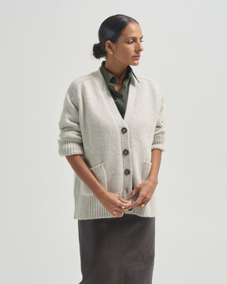 saddle sleeve cardigan with patch pockets