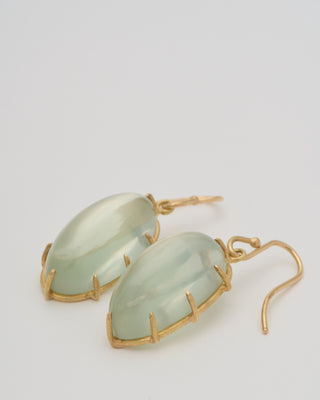 sage moonstone cabochon drop earrings