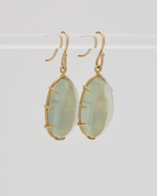sage moonstone cabochon drop earrings