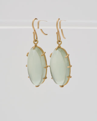 sage moonstone cabochon drop earrings