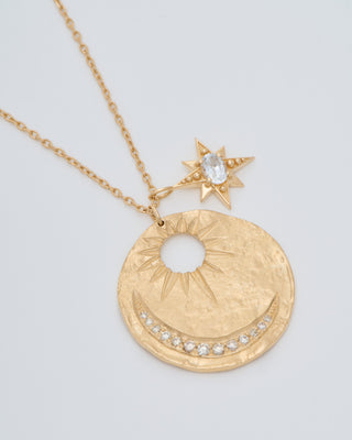 sapphire sun & moon medal necklace