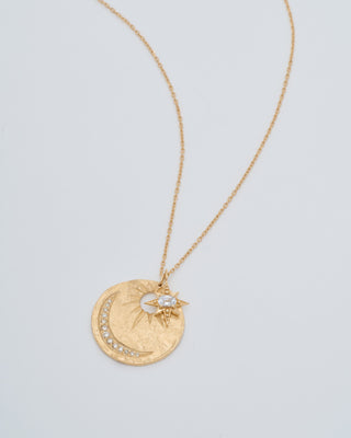 sapphire sun & moon medal necklace