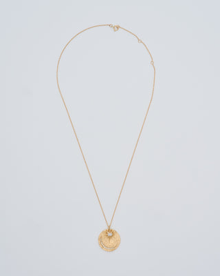 sapphire sun & moon medal necklace