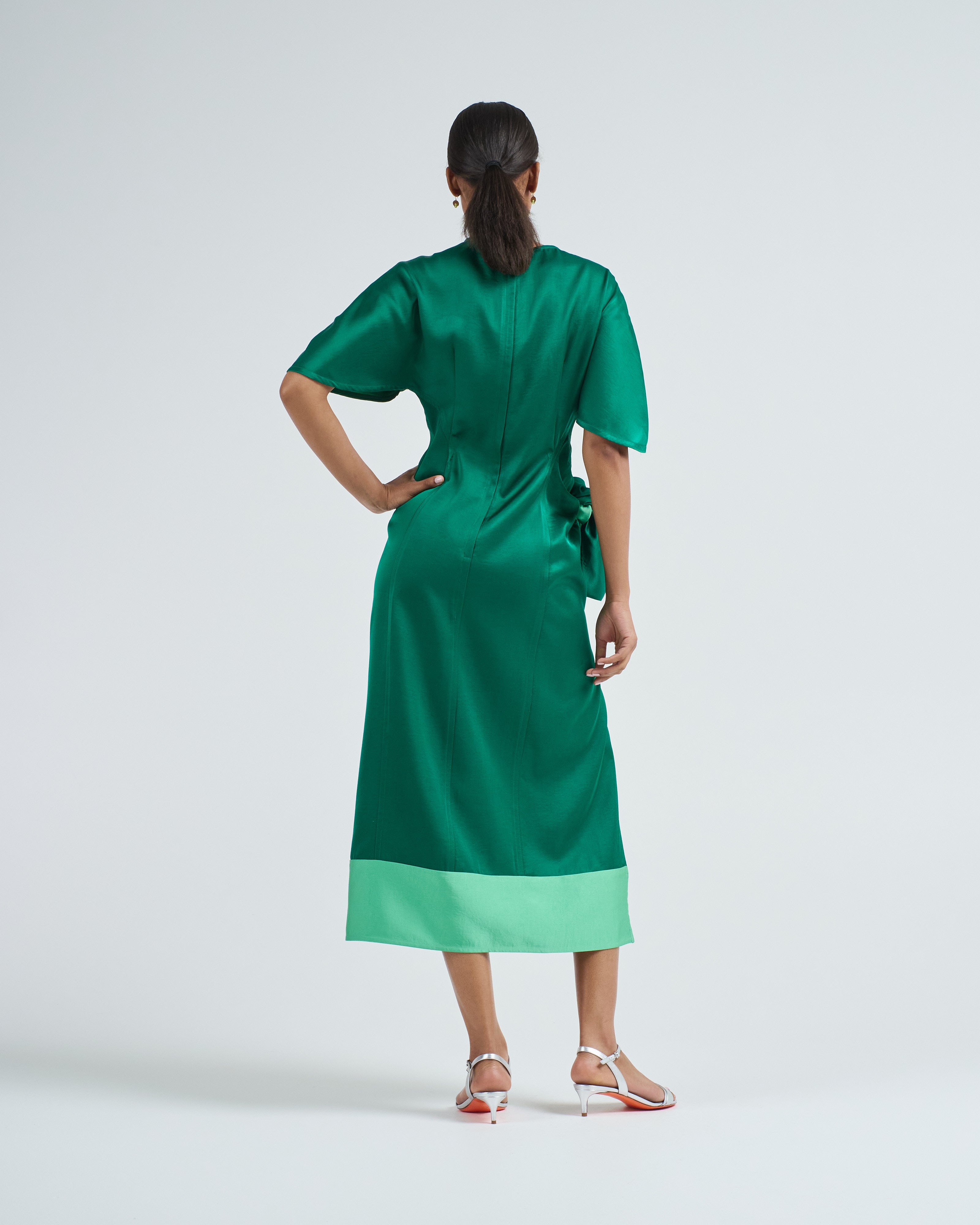 Rosie Assoulin Sash & Slit Dress Emerald Rosie Assoulin Sash & Slit Dress Emerald