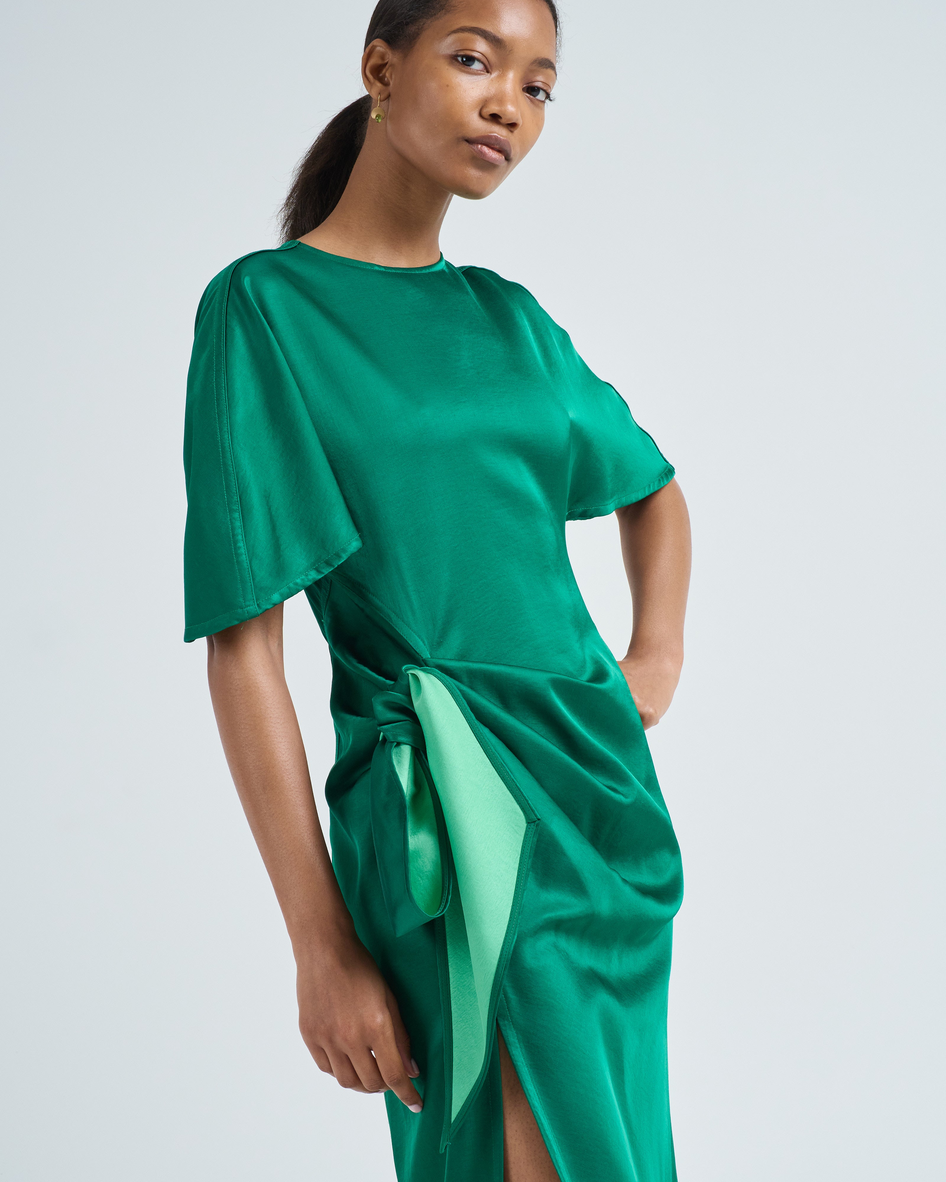 Rosie Assoulin Sash & Slit Dress Emerald Rosie Assoulin Sash & Slit Dress Emerald