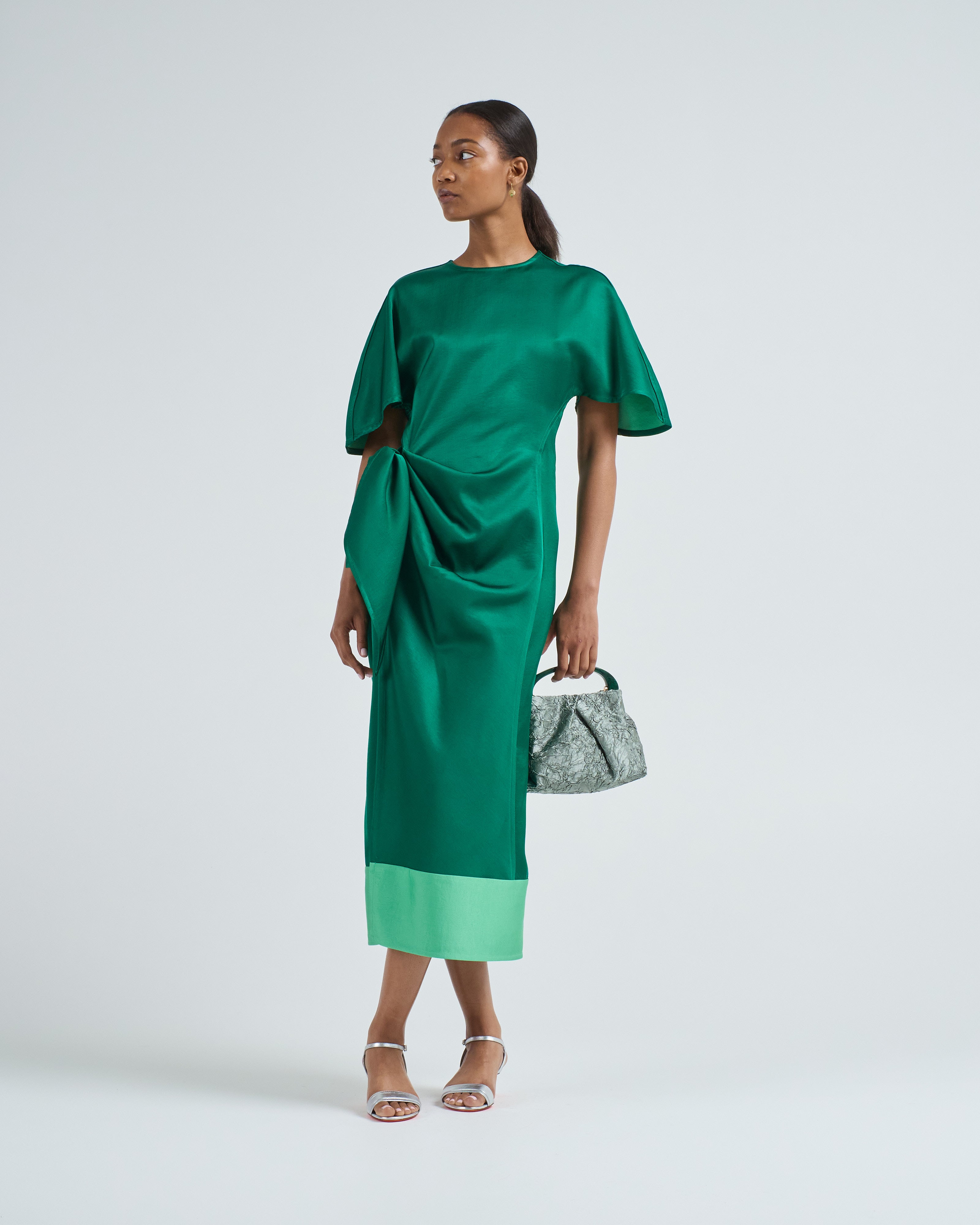 Rosie Assoulin Sash & Slit Dress Emerald Rosie Assoulin Sash & Slit Dress Emerald