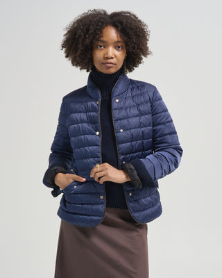 sateen nylon quilted blazer
