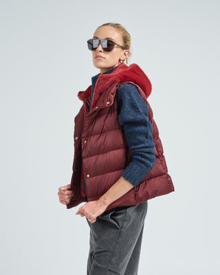 satin vest w/ detachable faux fur hood