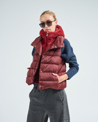 satin vest w/ detachable faux fur hood