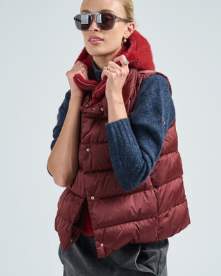 satin vest w/ detachable faux fur hood