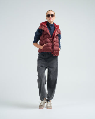 satin vest w/ detachable faux fur hood