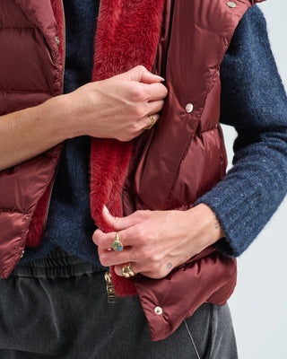 satin vest w/ detachable faux fur hood