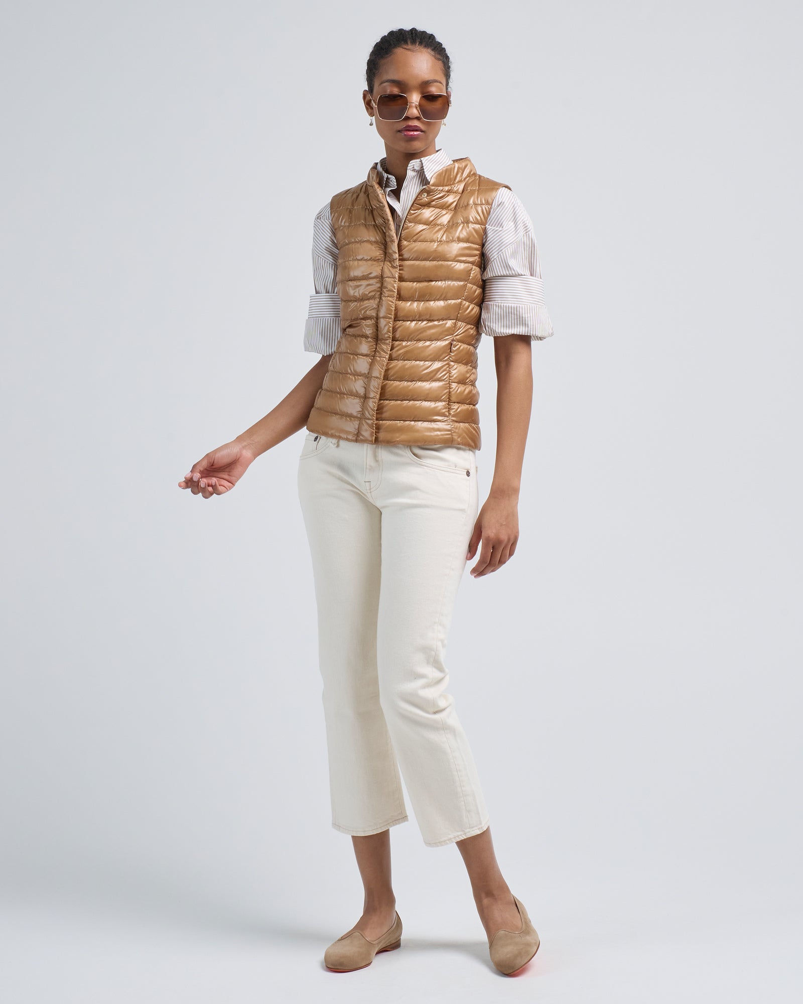 Sibel Saral Ebrar Long Collar Shirt Pale Blue Stripe