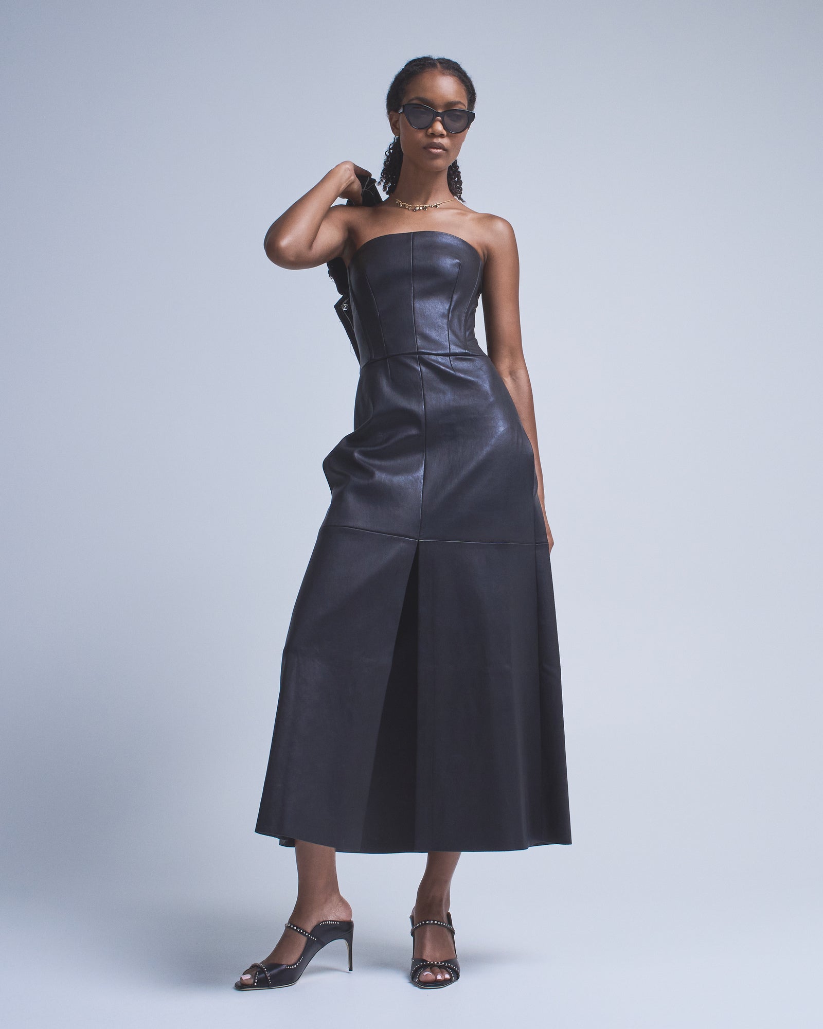 Tibi Ribbed Tank Balloon Dress Black Black