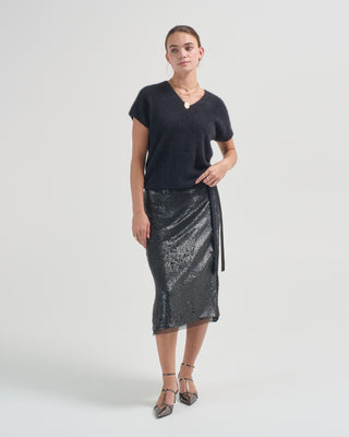 sequin midi skirt