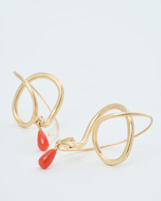 serpent earrings with coral drops