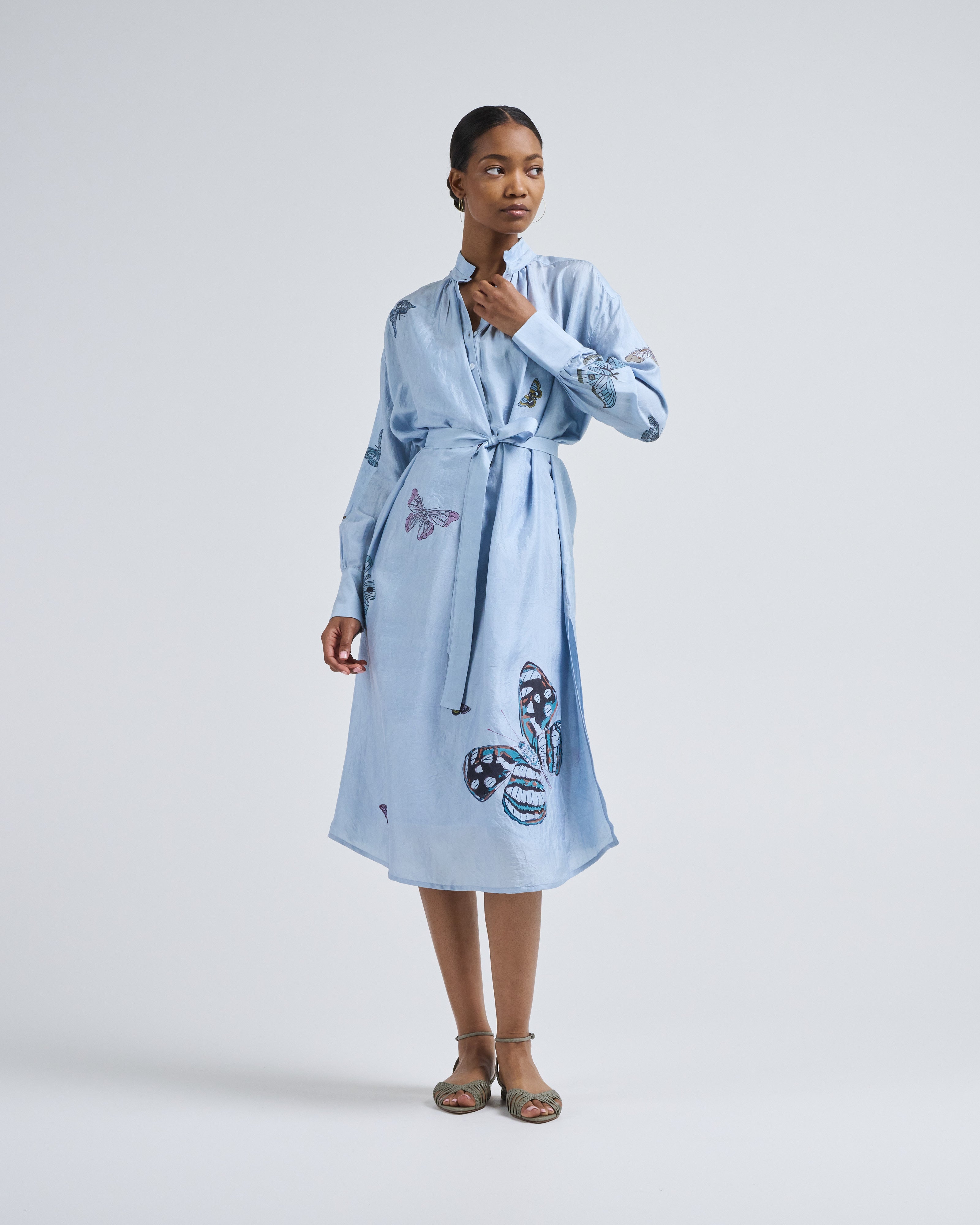 blue bohemia dress Sky Maxi * Long Sleeve Bohemian Gown * Flowy Cotton Summer Modest Bridesmaid Sustainable Alix Of Bohemia Shawna Powder