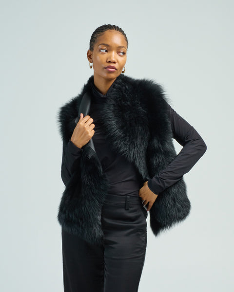 HYEON fur gilet black ファージレ　黒 ジャケット・アウター