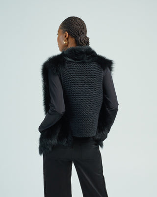 shearling and hand knit gilet