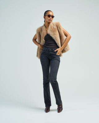 shearling and hand knit gilet