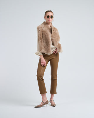 shearling and hand knit gilet