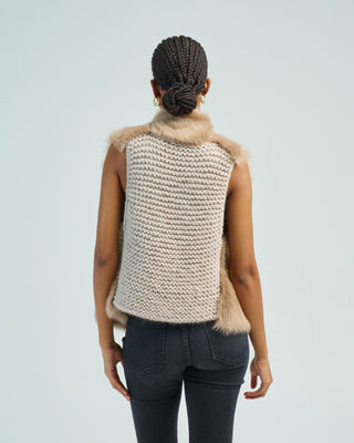 shearling and hand knit gilet