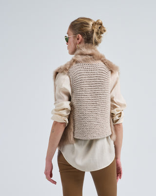 shearling and hand knit gilet