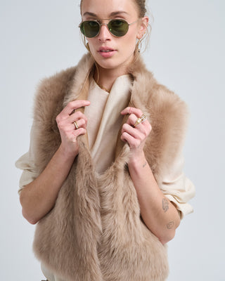 shearling and hand knit gilet