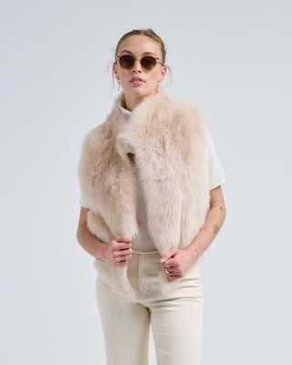 shearling and hand knit gilet