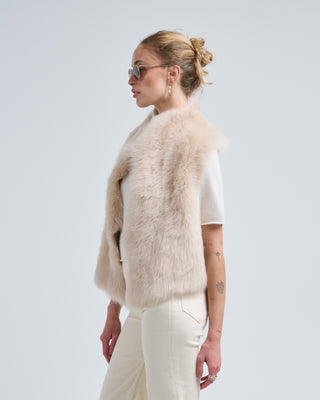 shearling and hand knit gilet