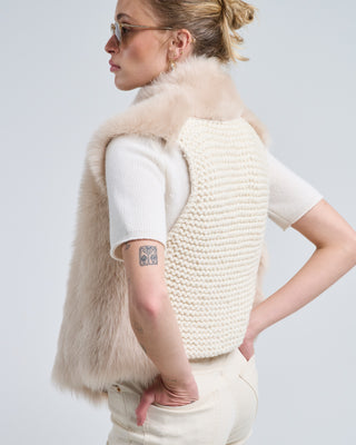 shearling and hand knit gilet