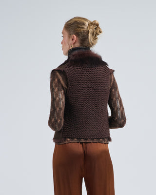 shearling and hand knit gilet
