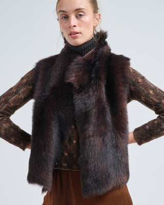 shearling and hand knit gilet