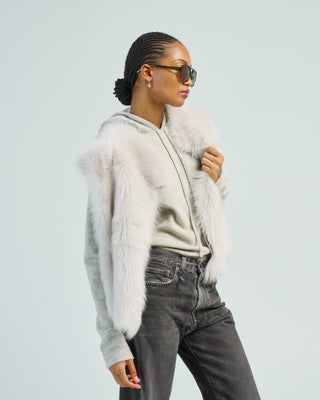 shearling and hand knit gilet